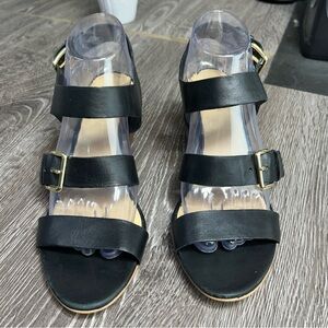 Kate Spade black Strappy Leather Block Heel Sandals